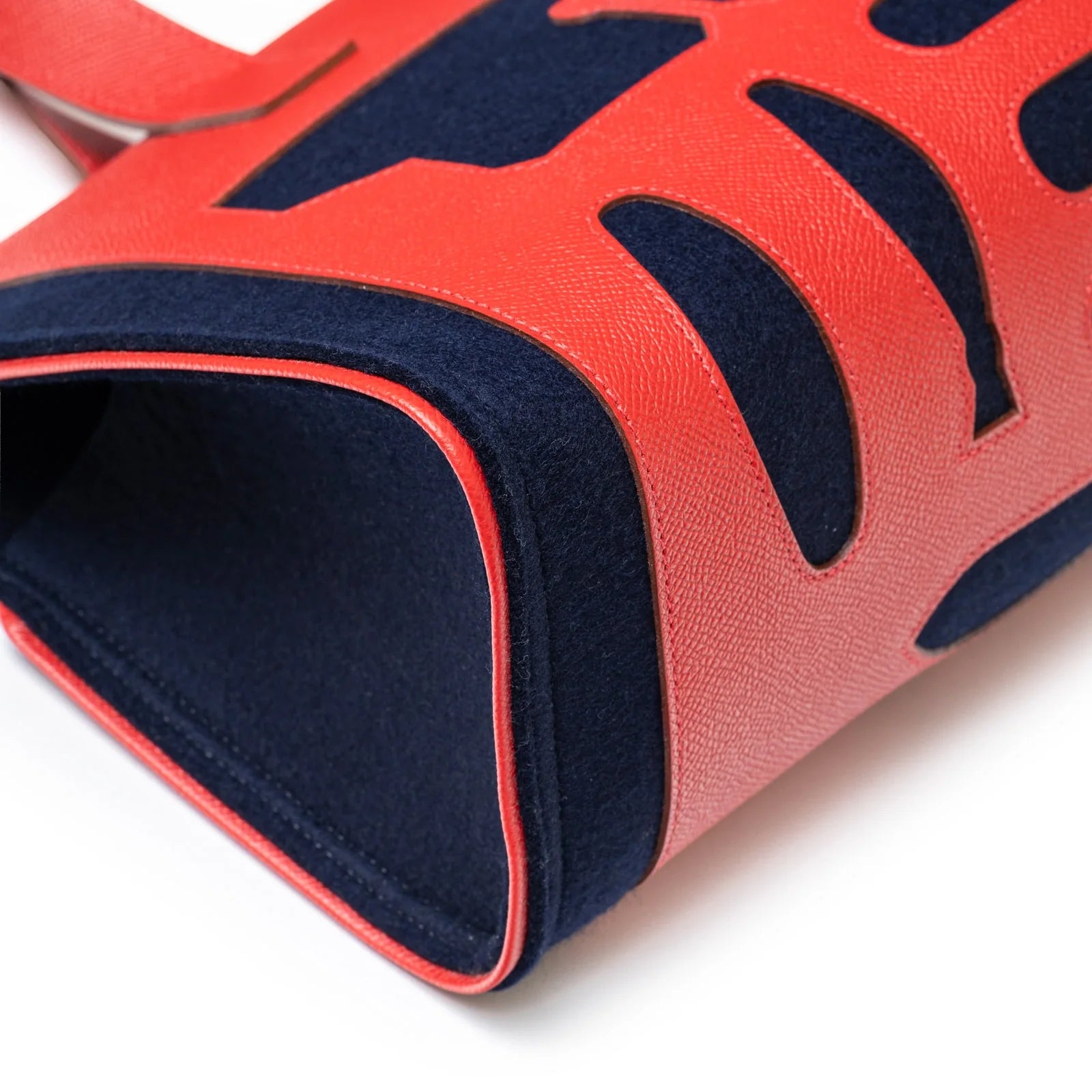 Hermès Petit H Decoupe Basse PM Skeleton Tote Rouge/Navy Epsom/Felt