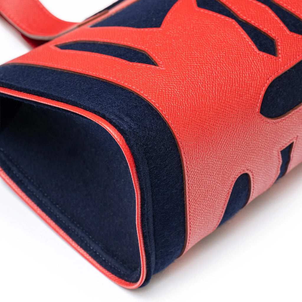 Hermès Petit H Decoupe Basse PM Skeleton Tote Rouge/Navy Epsom/Felt