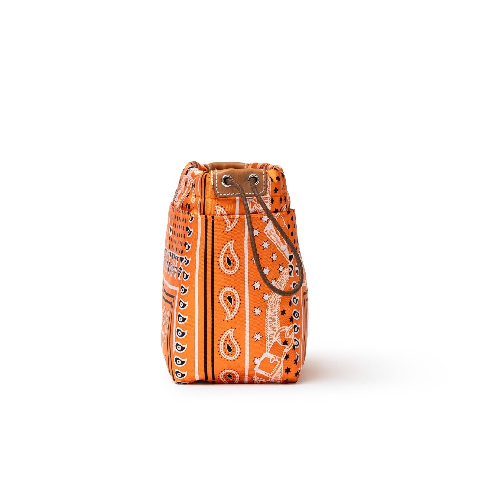 Hermès Fourbi 25 pouch Orange Nylon/Silk Barenia Palladium Hardware