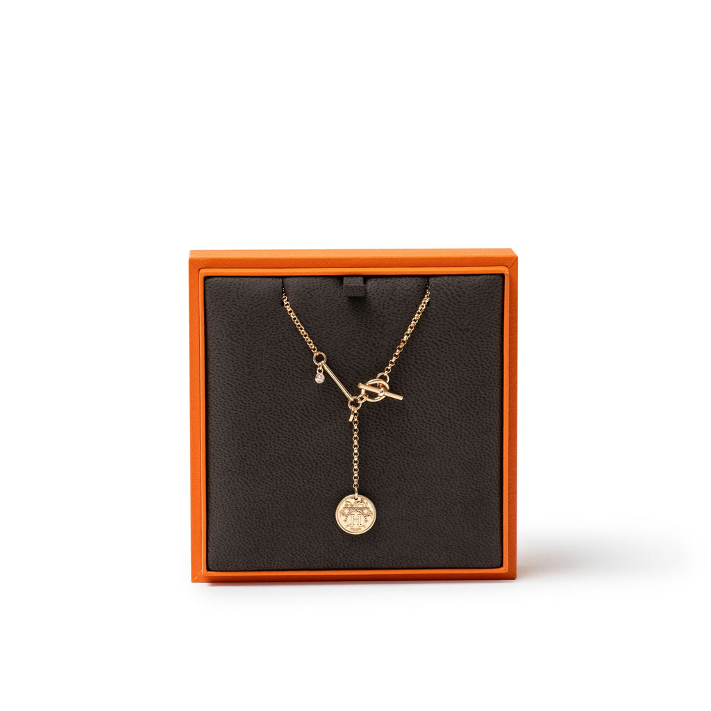 Hermès Ex-Libris Diamond Pendant Necklace Small model Rose Gold Au750