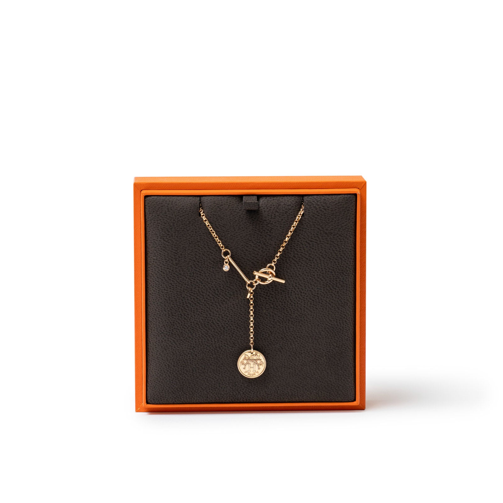 Hermès Ex-Libris Diamond Pendant Necklace Small model Rose Gold Au750