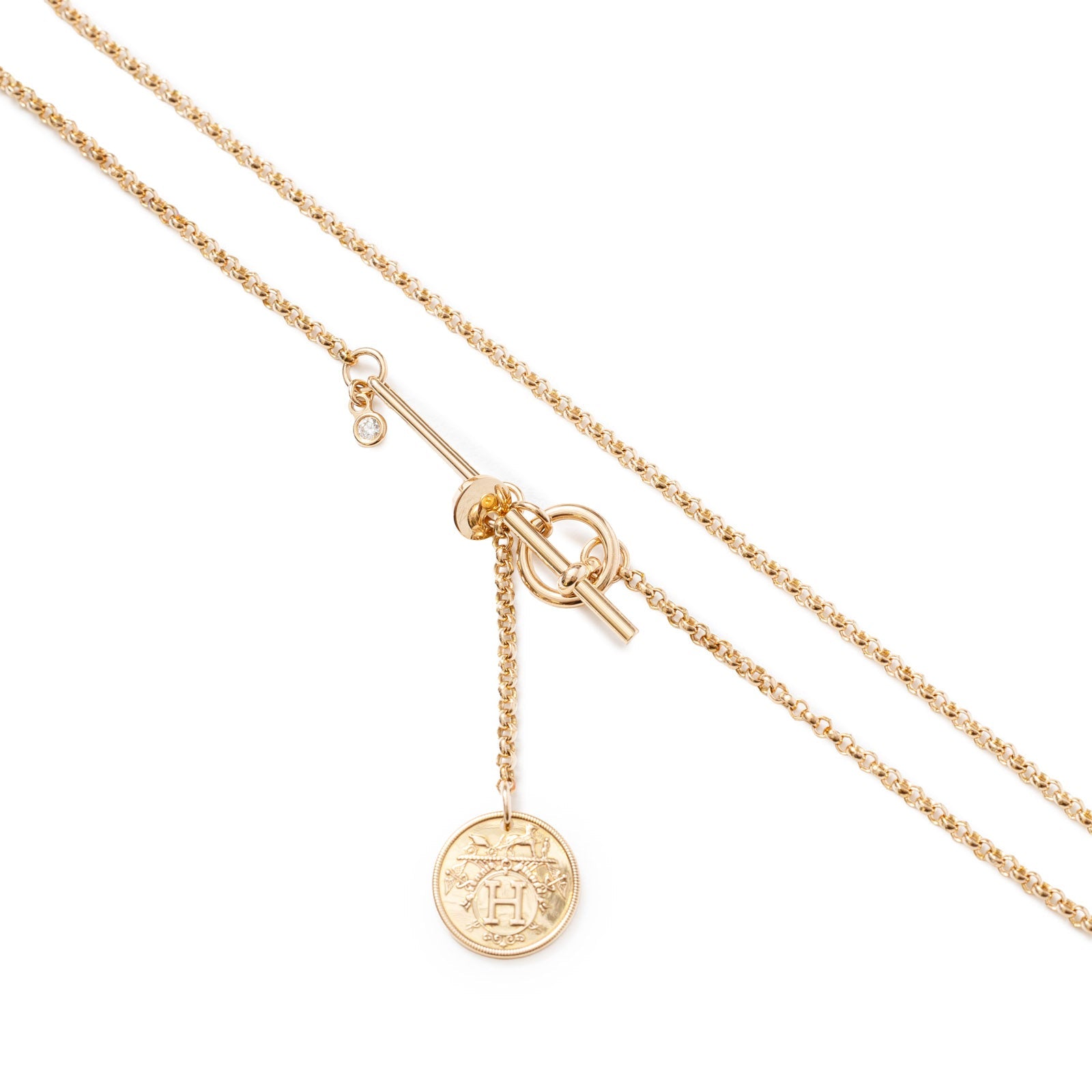 Hermès Ex-Libris Diamond Pendant Necklace Small model Rose Gold Au750