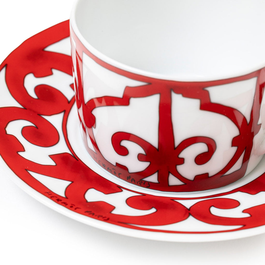 Hermès Balcon du Guadalquivir Tea Cup and Saucer Set of Two