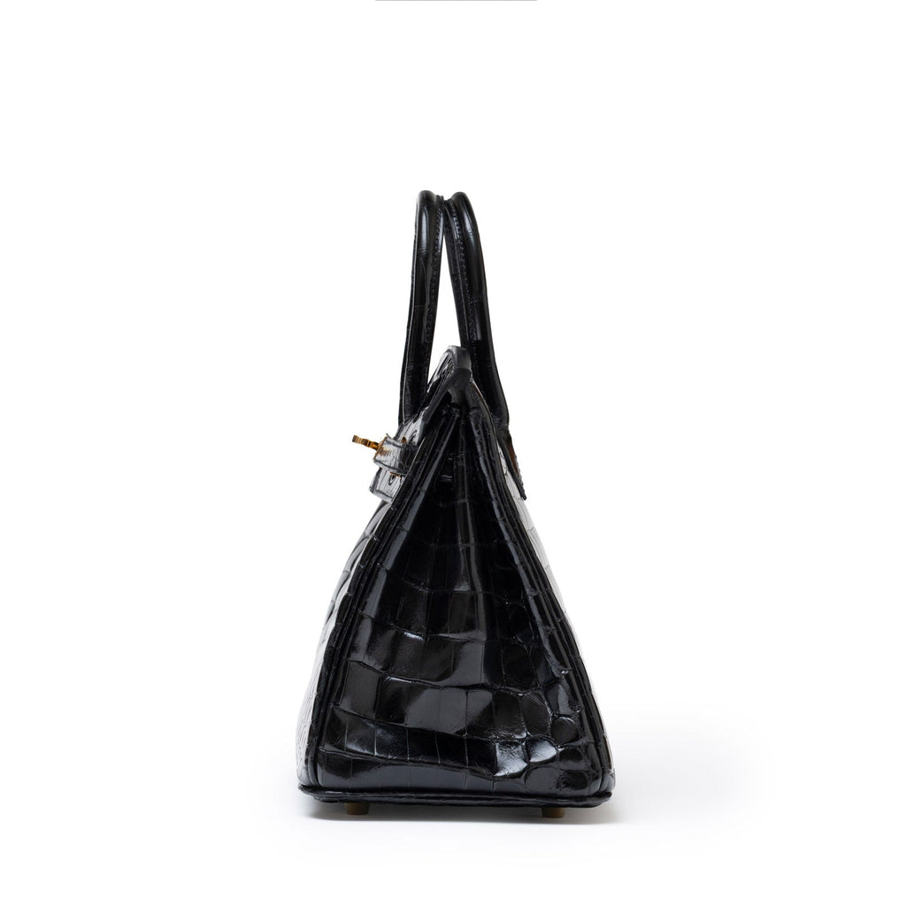 Hermès Birkin 25 Black Shiny Niloticus Crocodile Gold Hardware