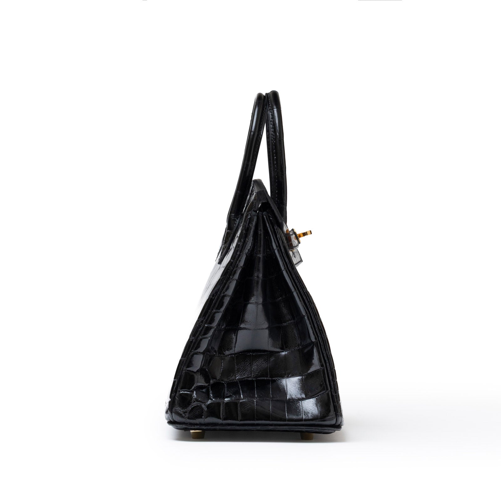 Hermès Birkin 25 Black Shiny Niloticus Crocodile Gold Hardware