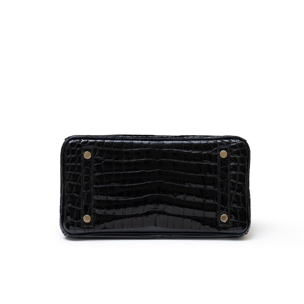 Hermès Birkin 25 Black Shiny Niloticus Crocodile Gold Hardware