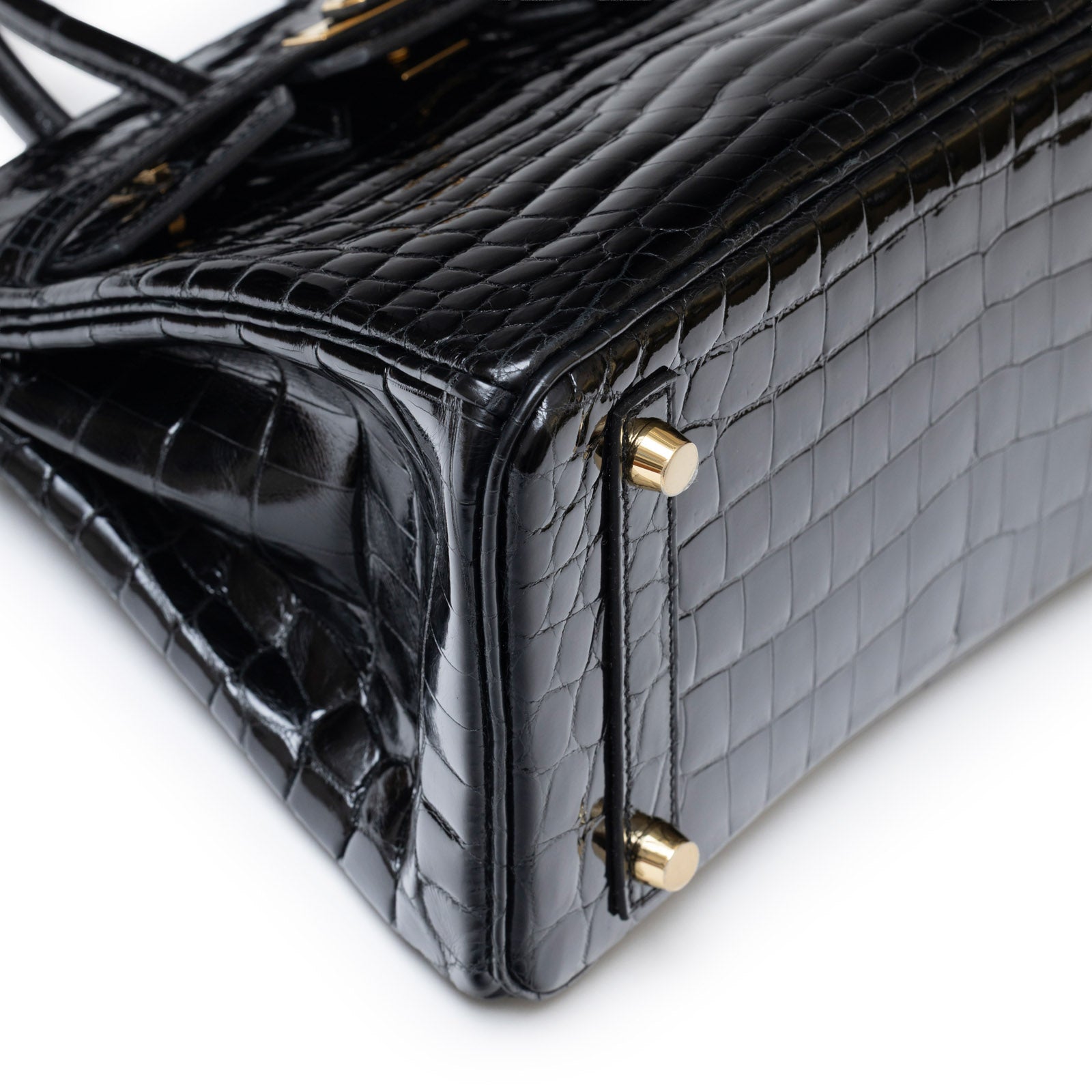 Hermès Birkin 25 Black Shiny Niloticus Crocodile Gold Hardware
