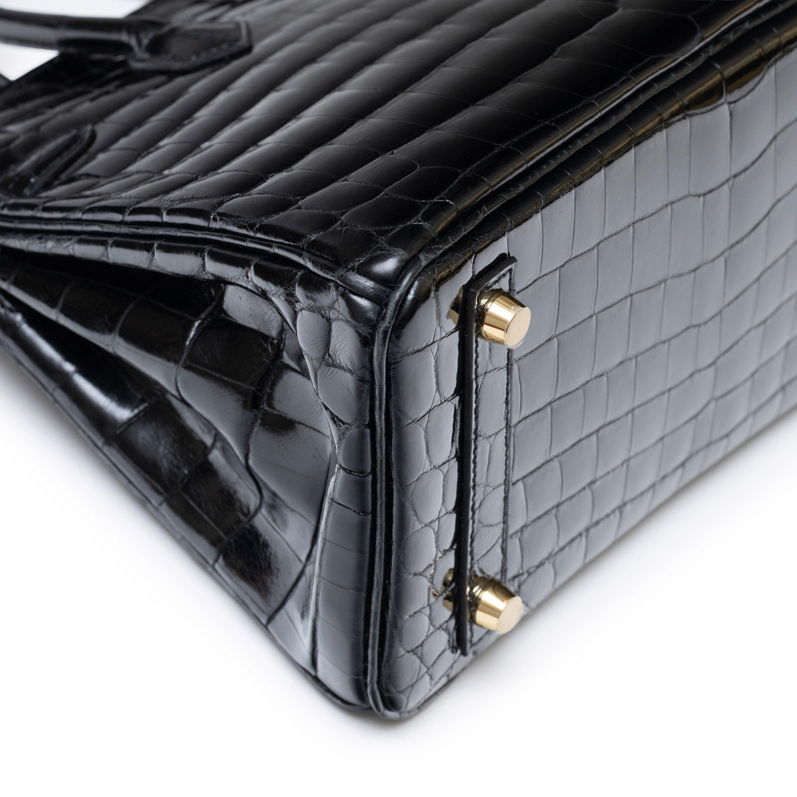 Hermès Birkin 25 Black Shiny Niloticus Crocodile Gold Hardware