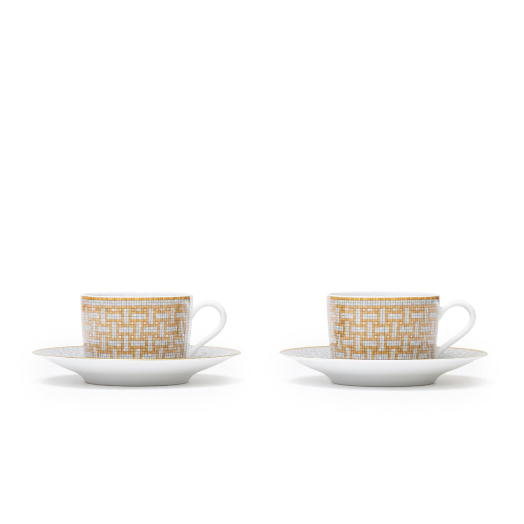 Hermès Mosaique au 24 Gold Tea Cup Set of Two