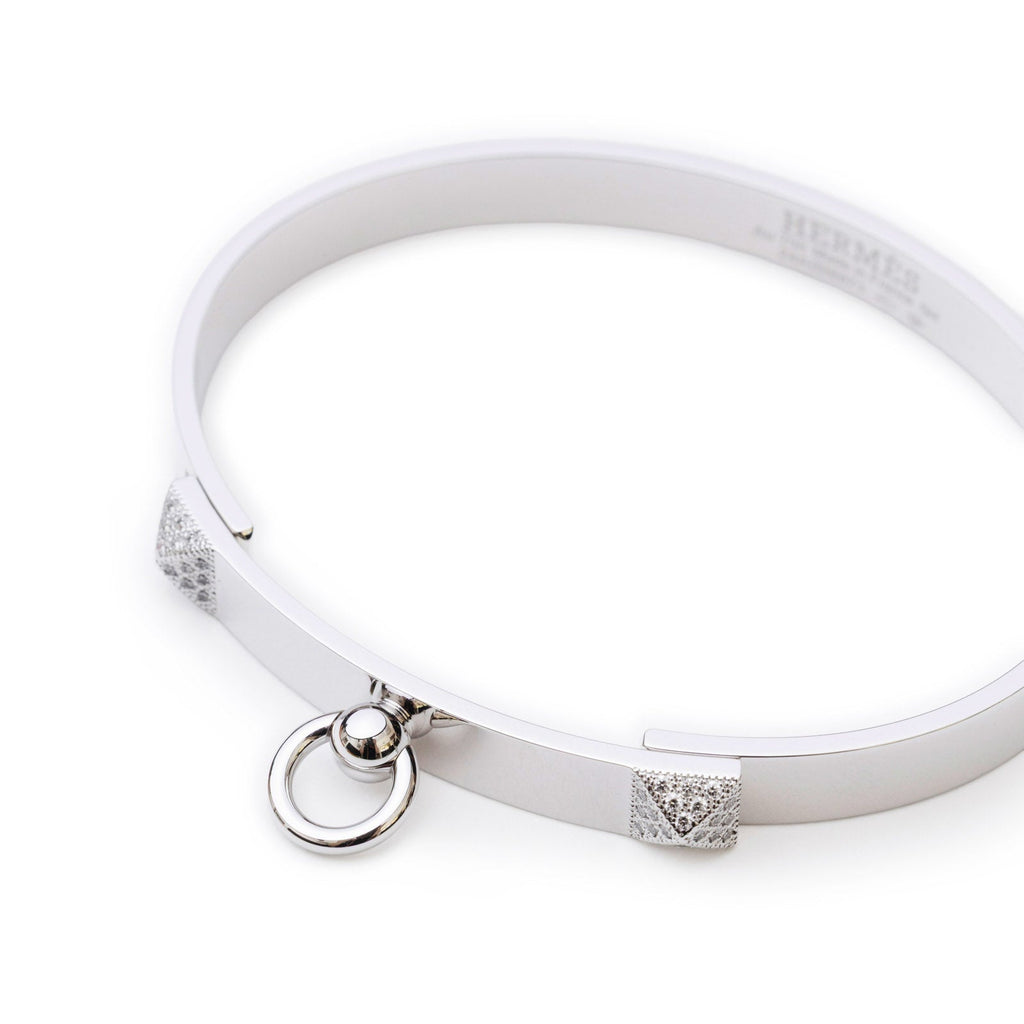 Hermès Collier De Chien Diamond Bracelet Small Model White Gold Au750