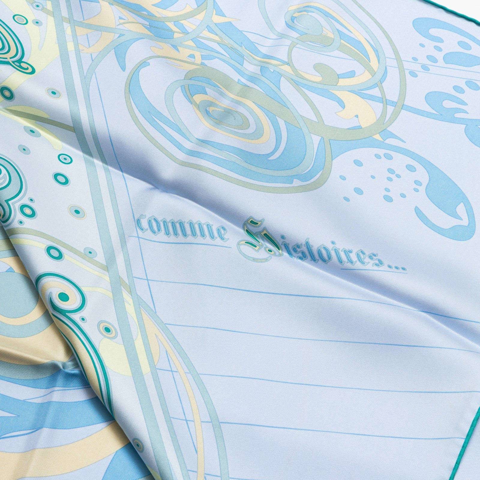 Hermès Carre Scarf 90 H Comme Histoires Ciel/Canard/Vanille