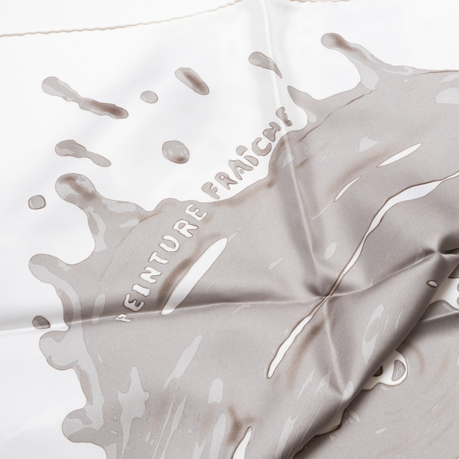 Hermès Carre Scarf 90 Peinture Fraiche Blanc/Sepia