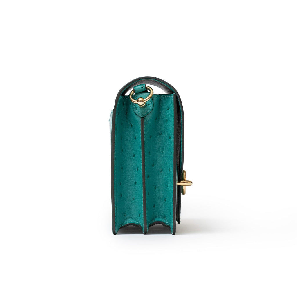 Hermès Mini Roulis Ostrich Vert Verone Permabrass Hardware
