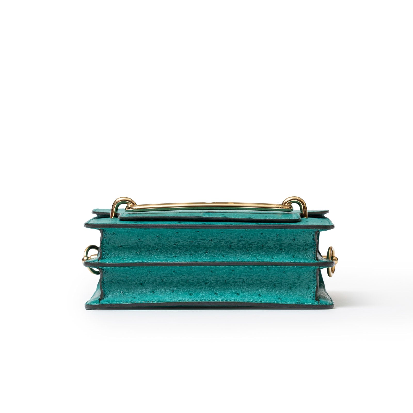 Hermès Mini Roulis Ostrich Vert Verone Permabrass Hardware
