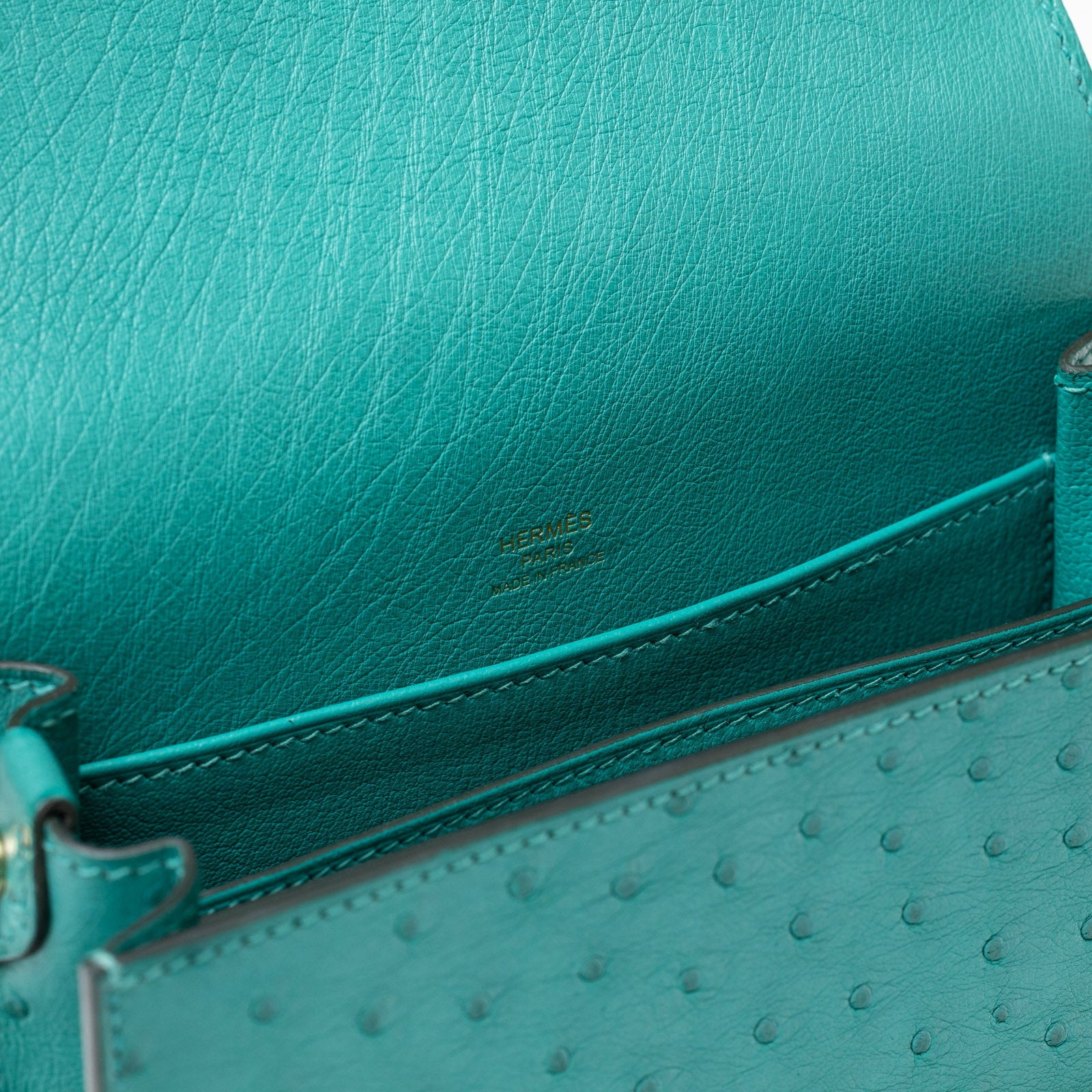 Hermès Mini Roulis Ostrich Vert Verone Permabrass Hardware