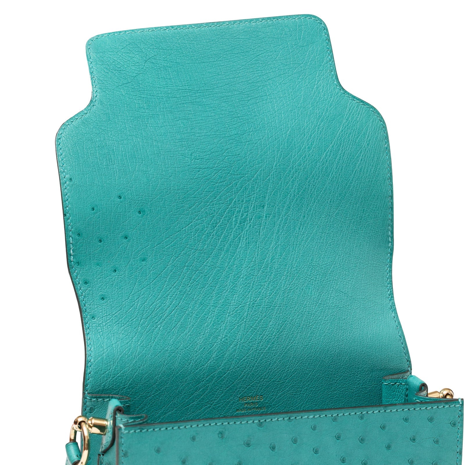 Hermès Mini Roulis Ostrich Vert Verone Permabrass Hardware