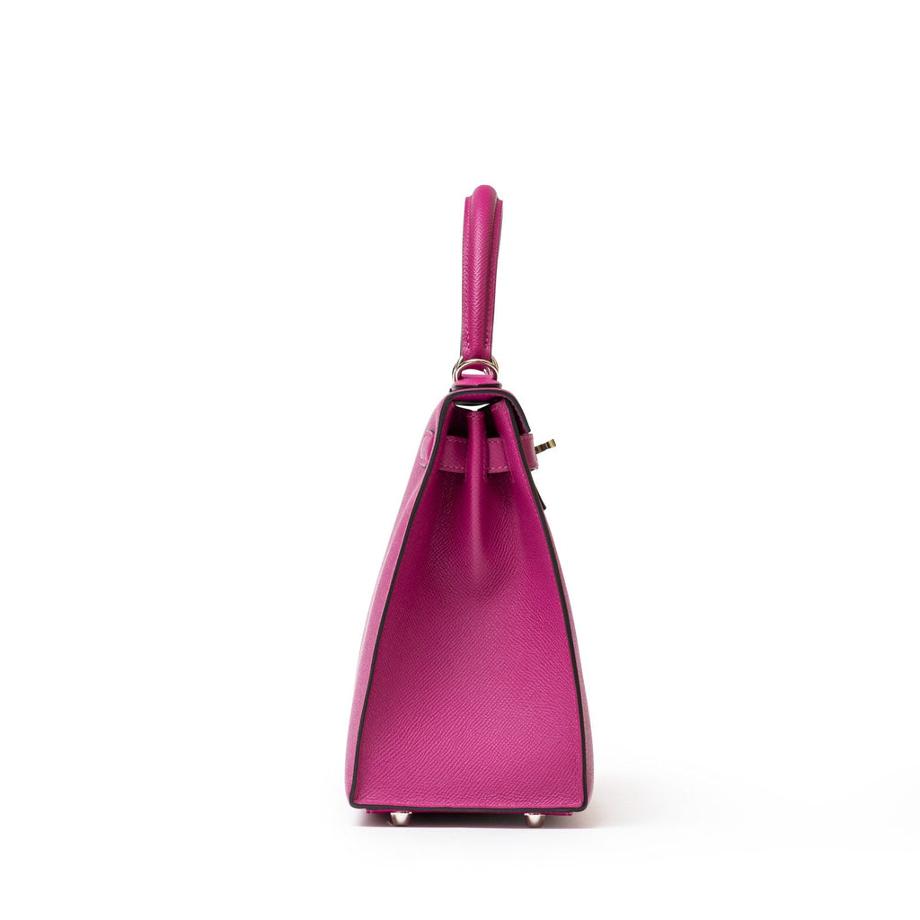 Hermès Kelly 28 Sellier Rose Pourpre Epsom Palladium Hardware