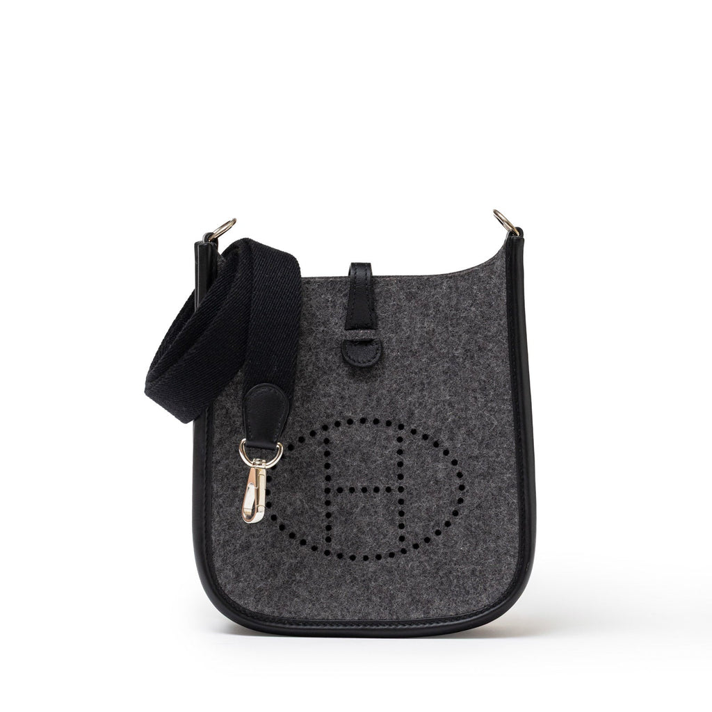 Hermès Mini Evelyne Gris Moyen/Black Feutre Palladium Hardware