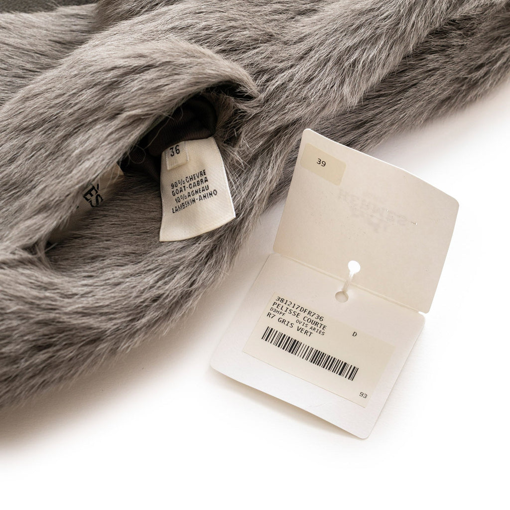 Hermès Pelisse Courte Fur Vest Gris Vert