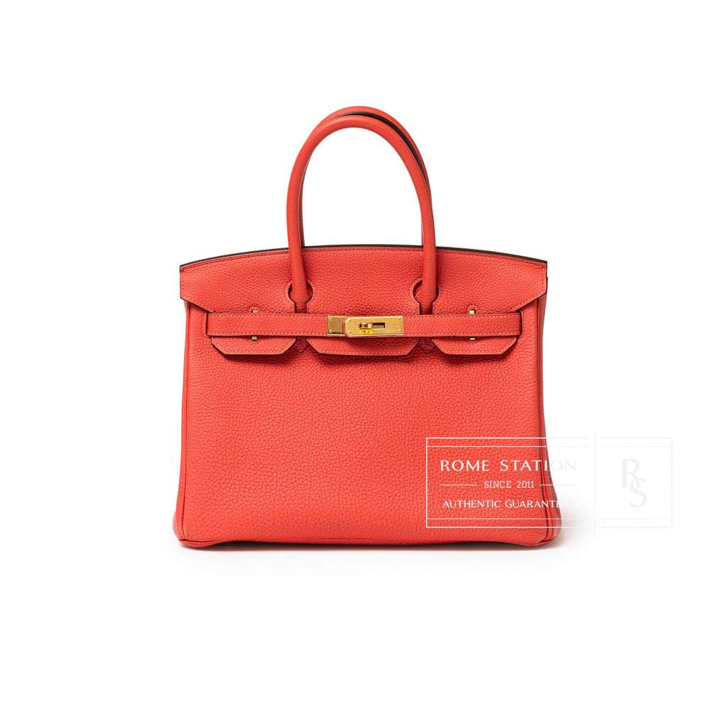 Hermès Birkin 30 Rouge Pivoine Clemence Gold Hardware