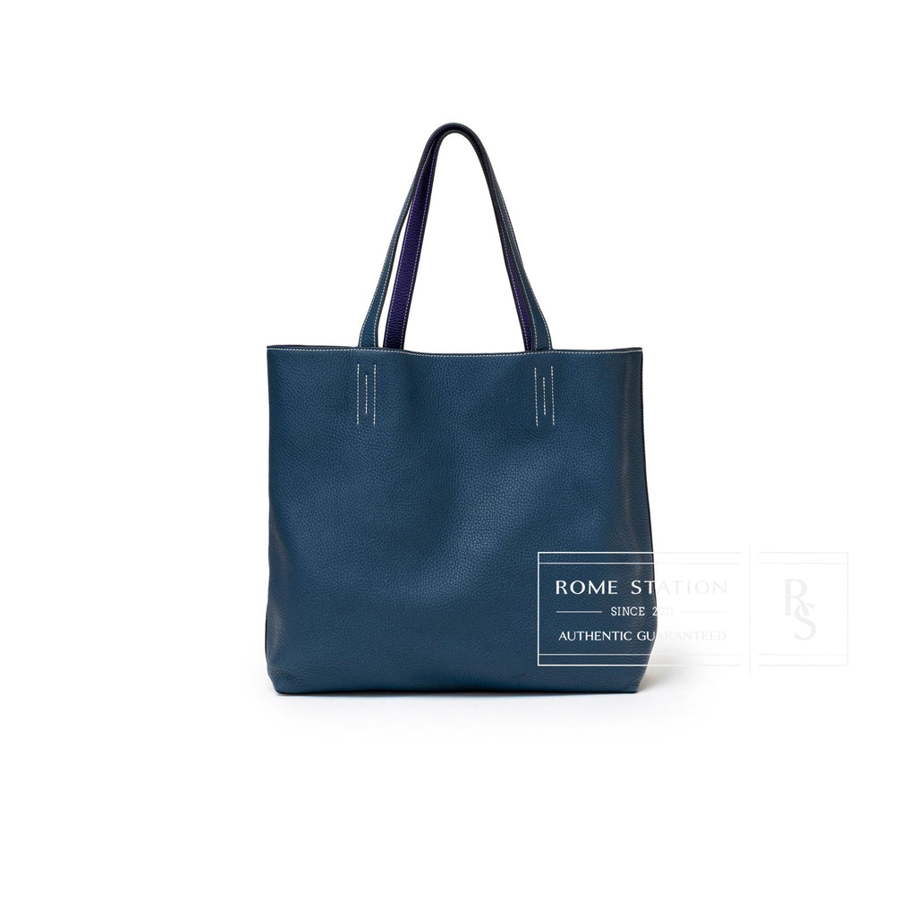 Hermès Double Sens Reversible Bicolor Shoulder Bag Clemence Violet/Blue