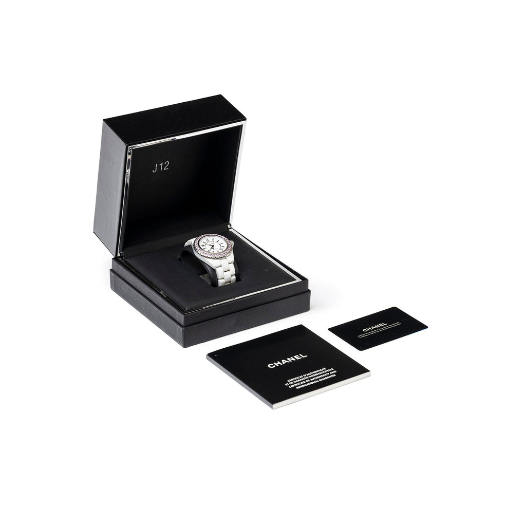Chanel J12 38mm Ceramic White Pink Sapphire Automatic Watch