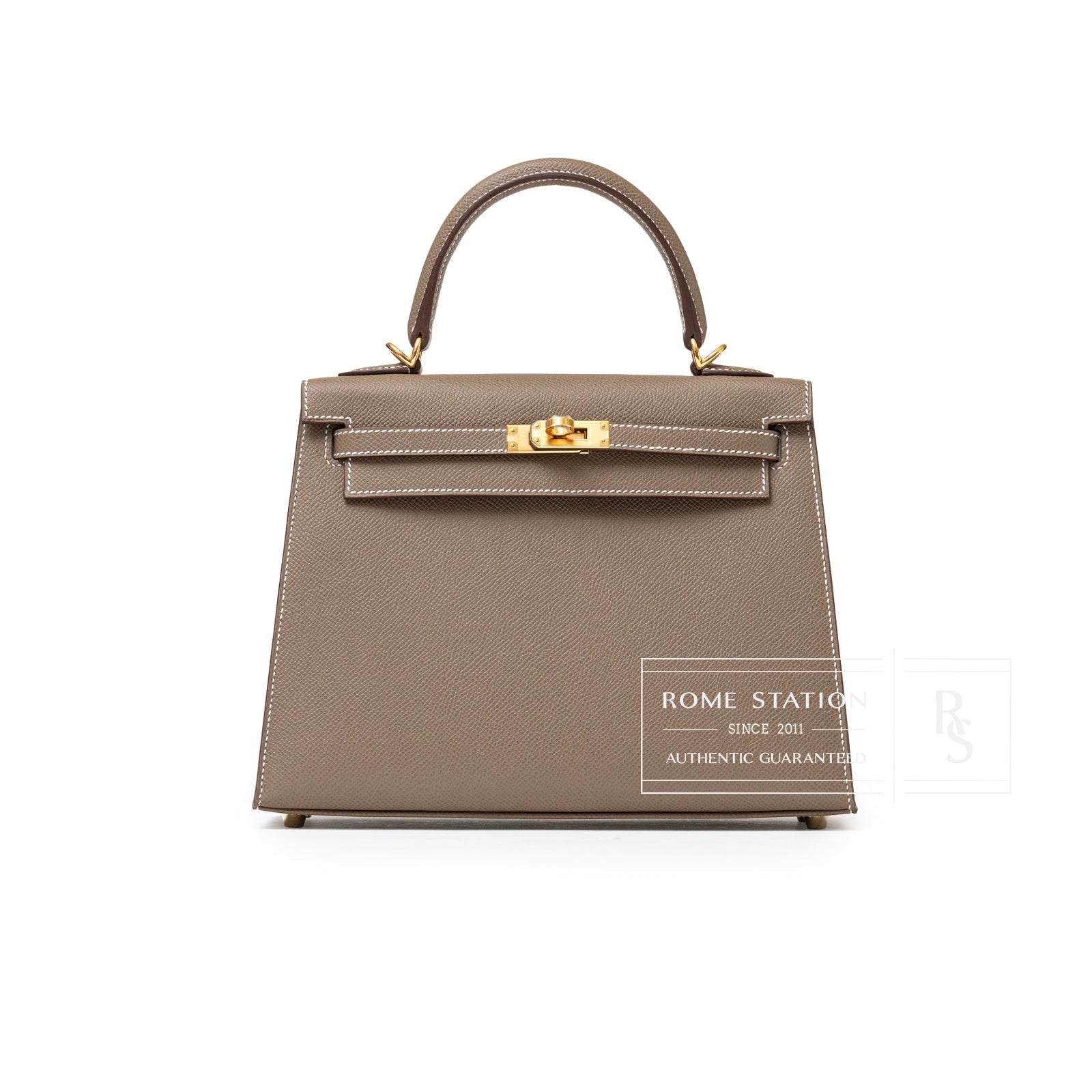 Hermès Kelly 25 Sellier Etoupe Epsom Gold Hardware