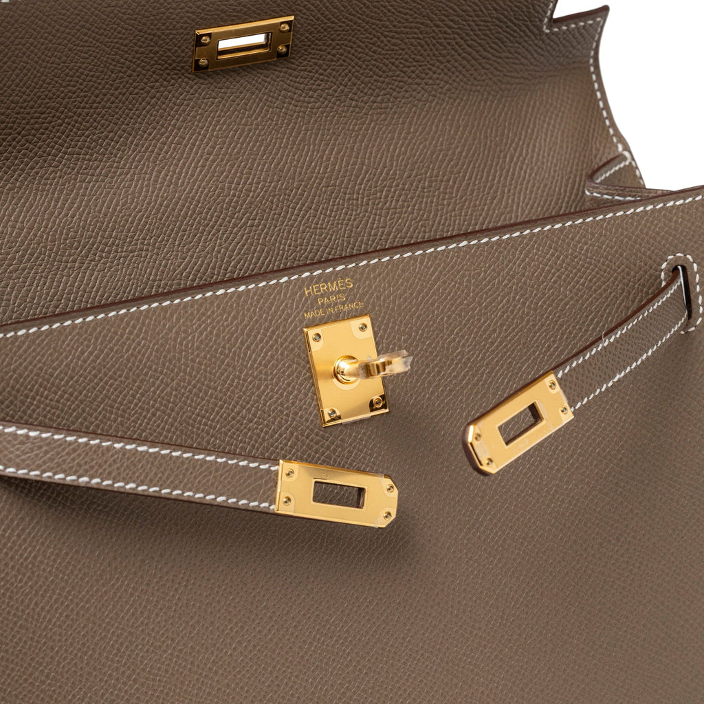 Hermès Kelly 25 Sellier Etoupe Epsom Gold Hardware