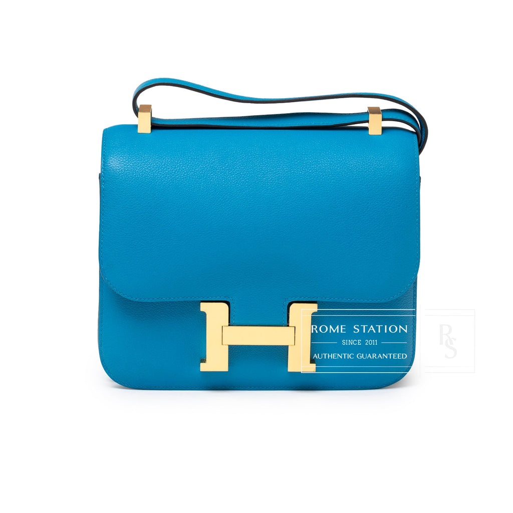 Hermès Constance 24 Blue Zanzibar Evercolor Gold Hardware