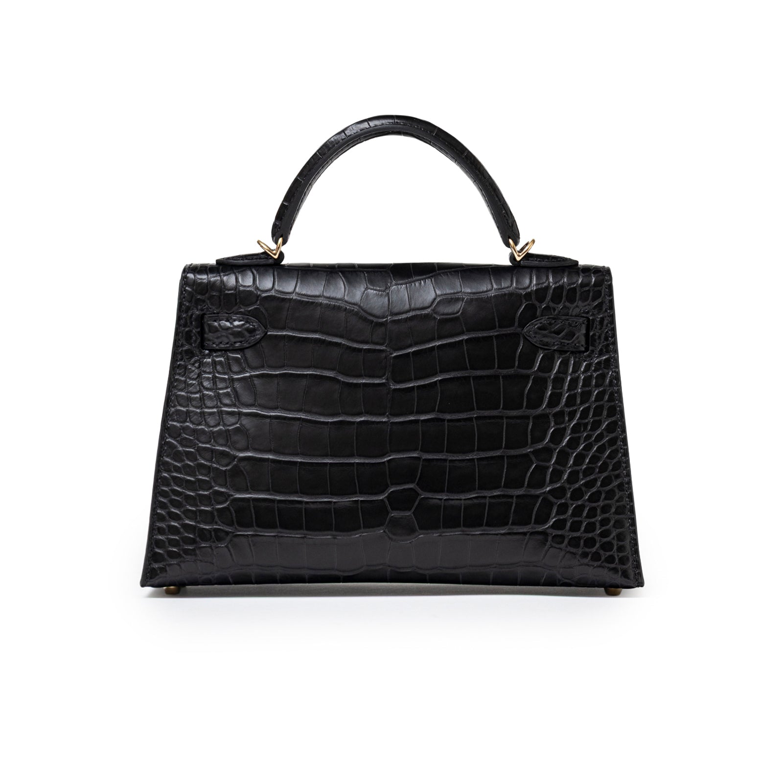 Hermès Special Order HSS Horseshoe Mini Kelly II Black/Blue Matte Alligator Permabrass Hardware