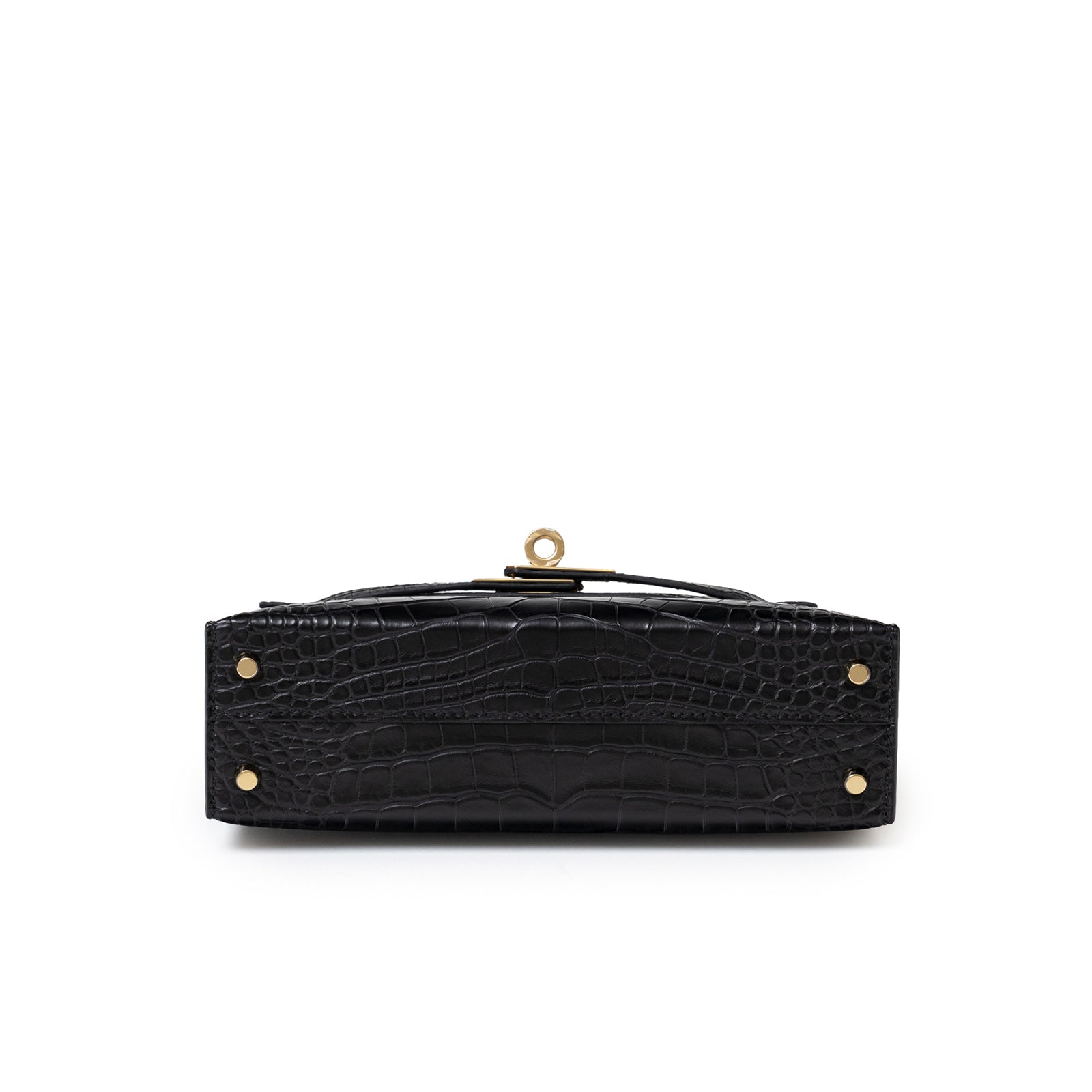 Hermès Special Order HSS Horseshoe Mini Kelly II Black/Blue Matte Alligator Permabrass Hardware