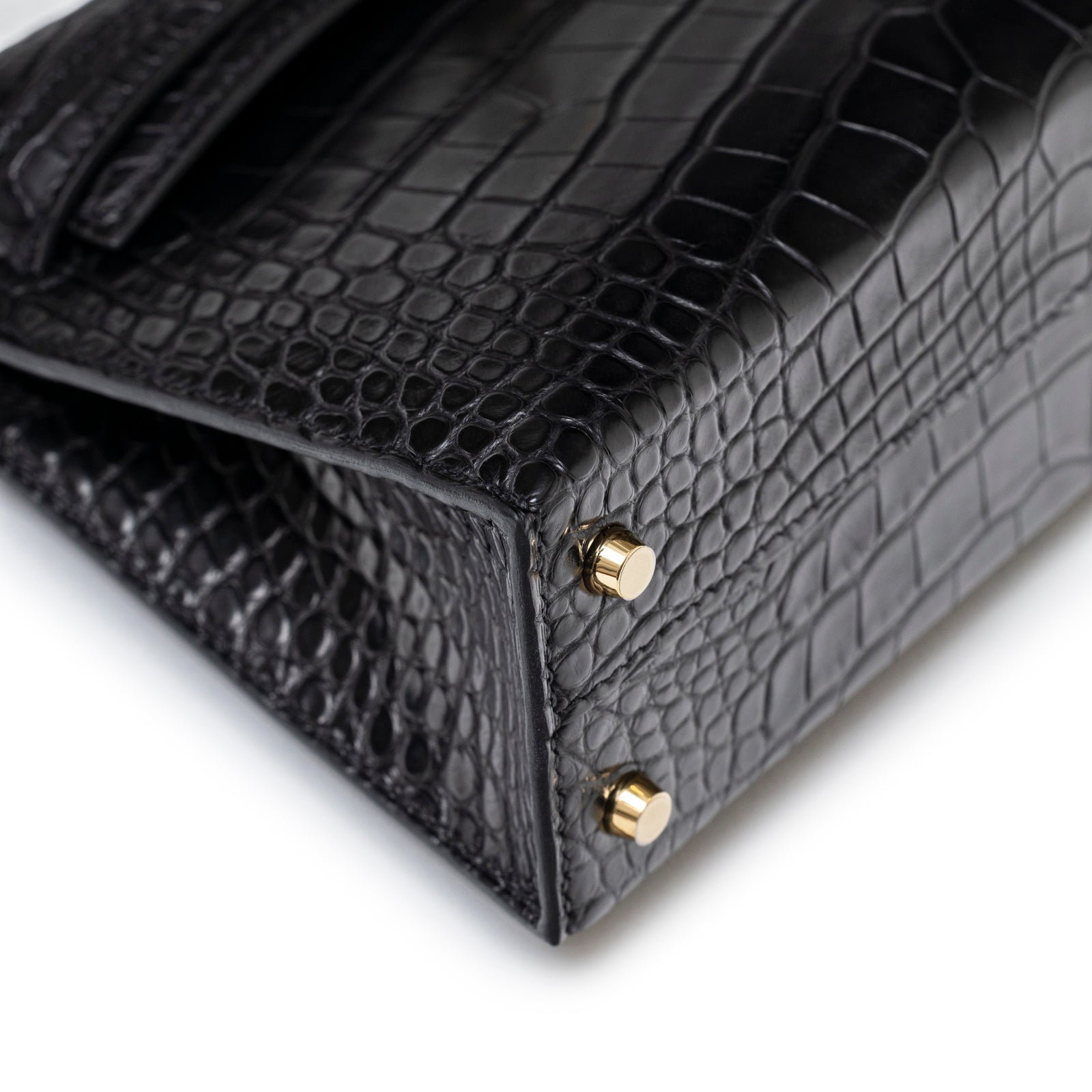 Hermès Special Order HSS Horseshoe Mini Kelly II Black/Blue Matte Alligator Permabrass Hardware