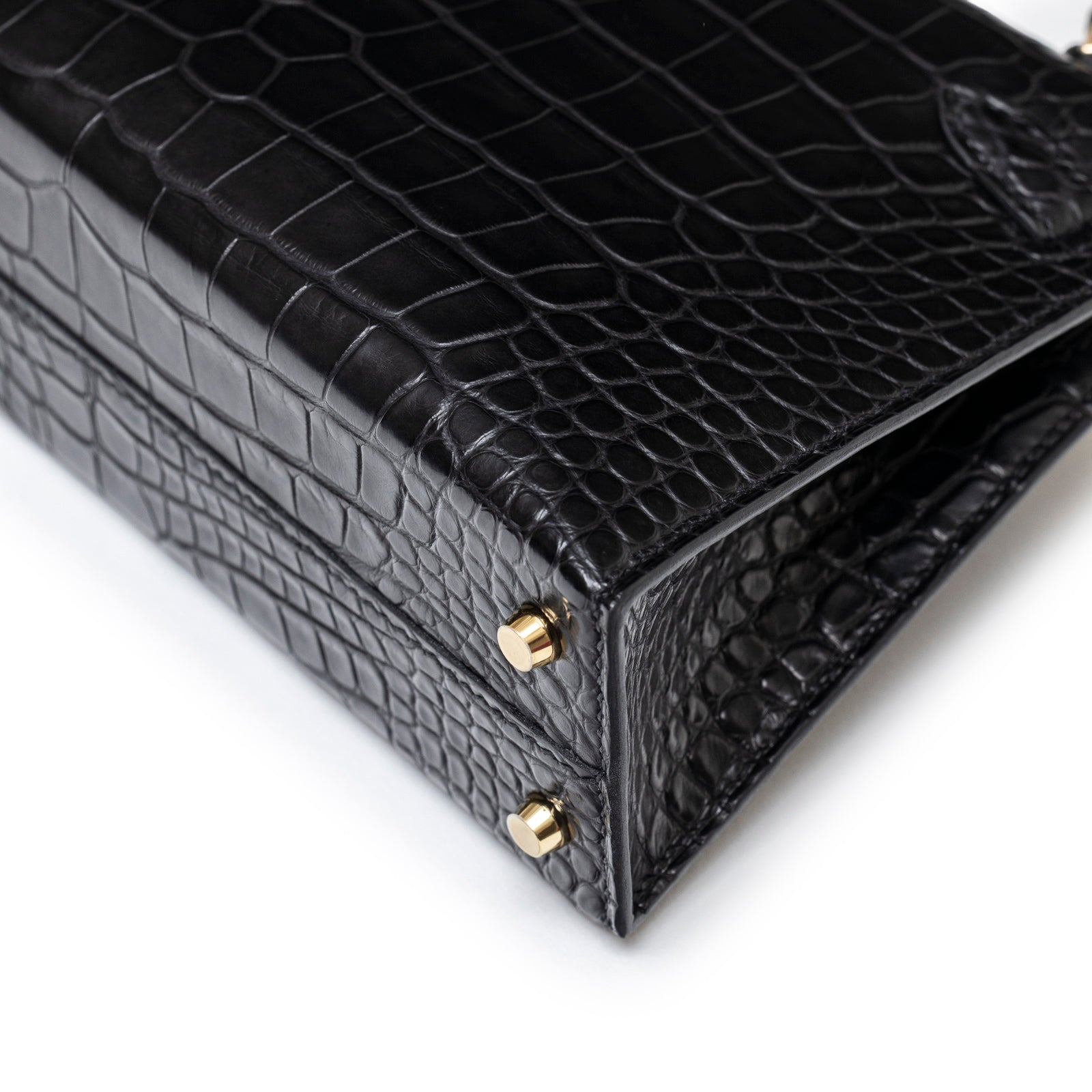Hermès Special Order HSS Horseshoe Mini Kelly II Black/Blue Matte Alligator Permabrass Hardware