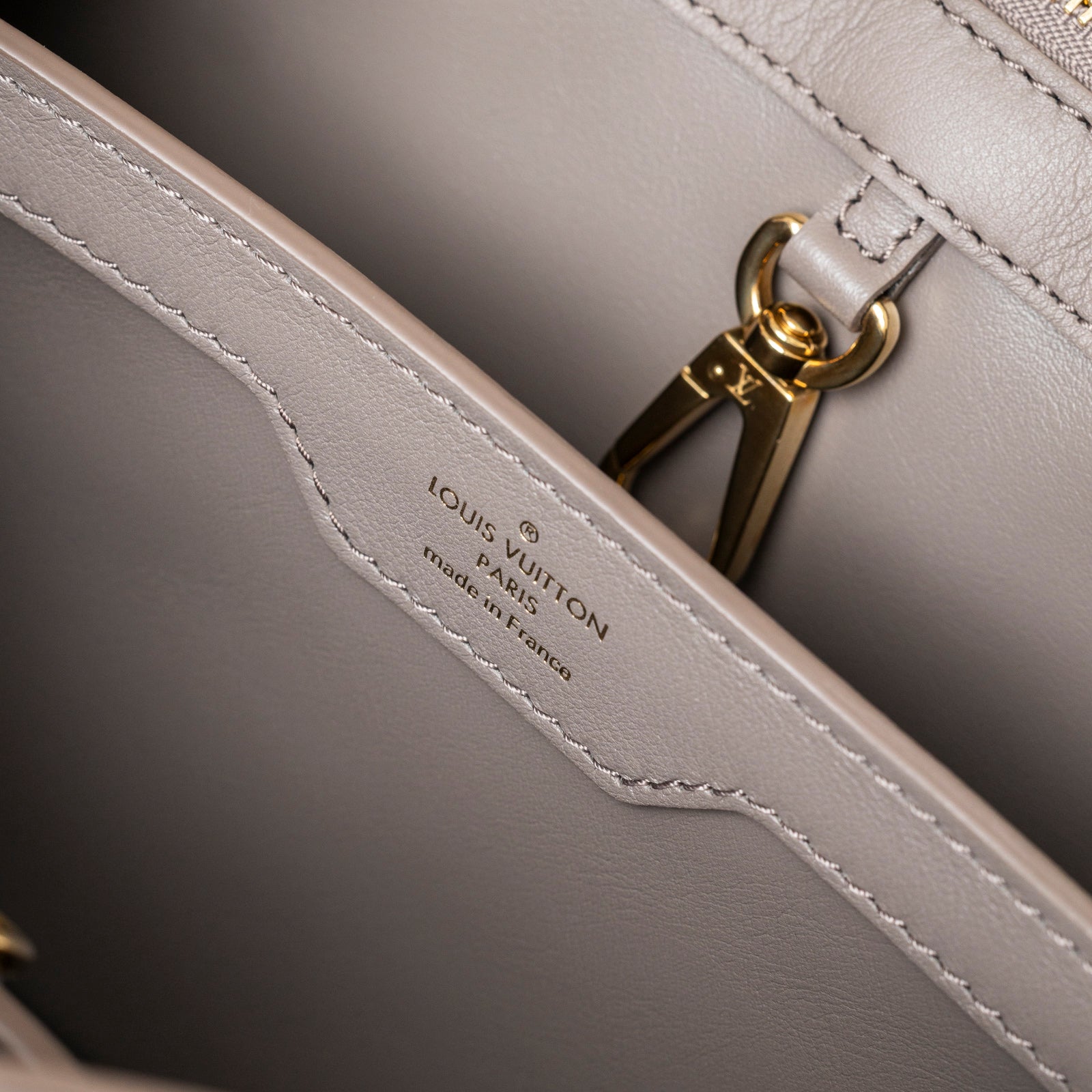 Louis Vuitton Since 1854 Embroidered Capucines BB Ecru/Taupe Calf Gold Hardware