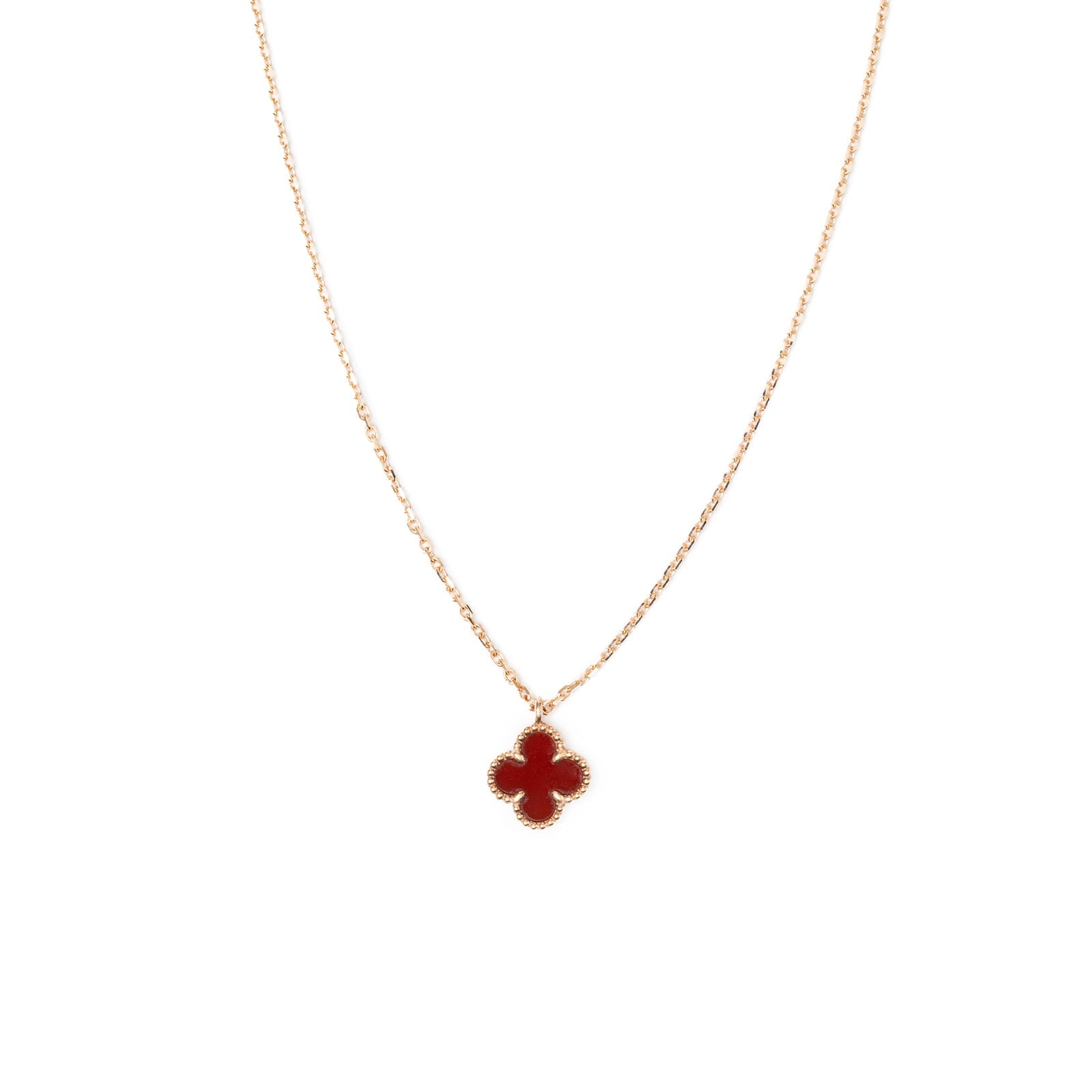 Van Cleef & Arpels Sweet Alhambra Pendant 18K Rose Gold/Carnelian