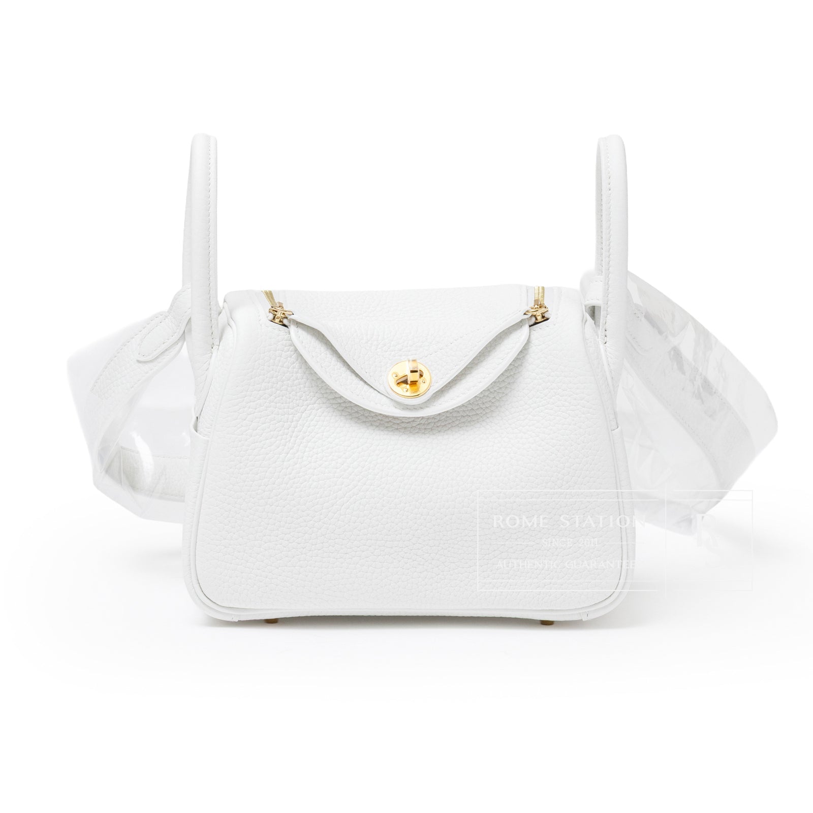 Hermès Mini Lindy II New White Clemence Gold Hardware