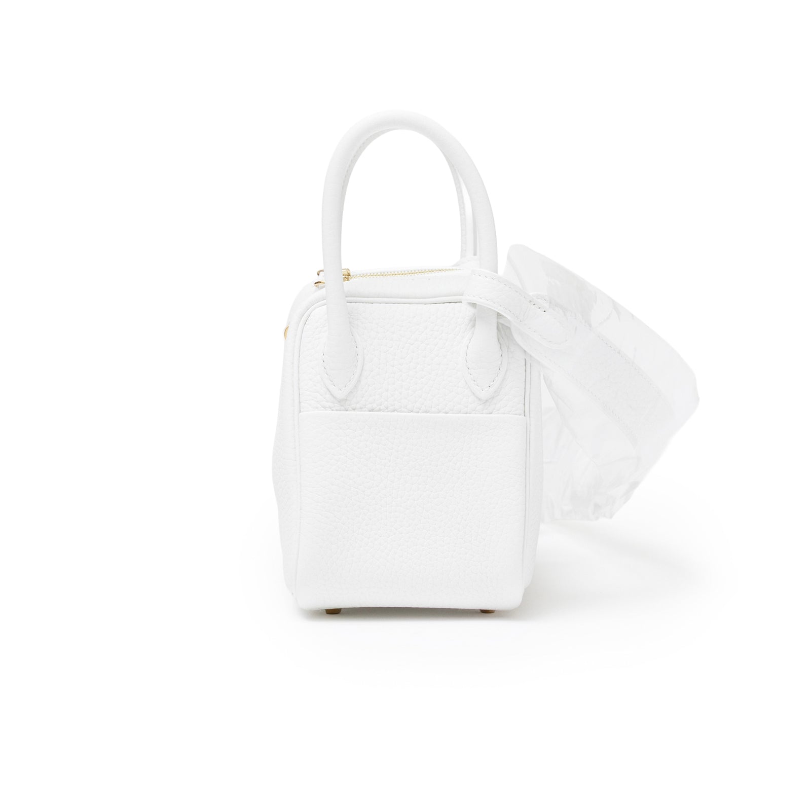 Hermès Mini Lindy II New White Clemence Gold Hardware