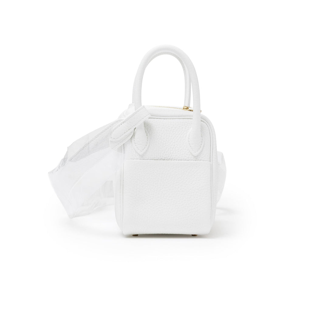 Hermès Mini Lindy II New White Clemence Gold Hardware