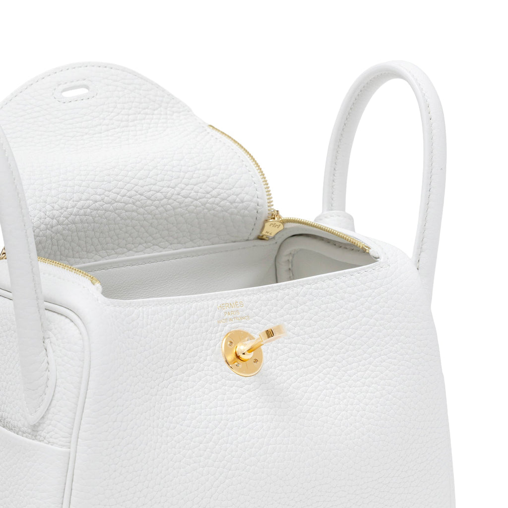 Hermès Mini Lindy II New White Clemence Gold Hardware