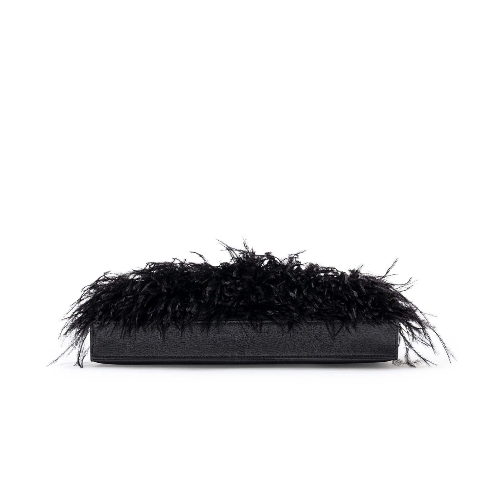Hermès Kelly Elan Black Chevre Chamkila and Ostrich Feather Palladium Hardware