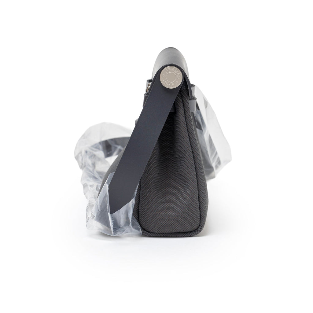 Hermès Mini Herbag Zip 20 Ardoise Toile and Vache Hunter Palladium Hardware