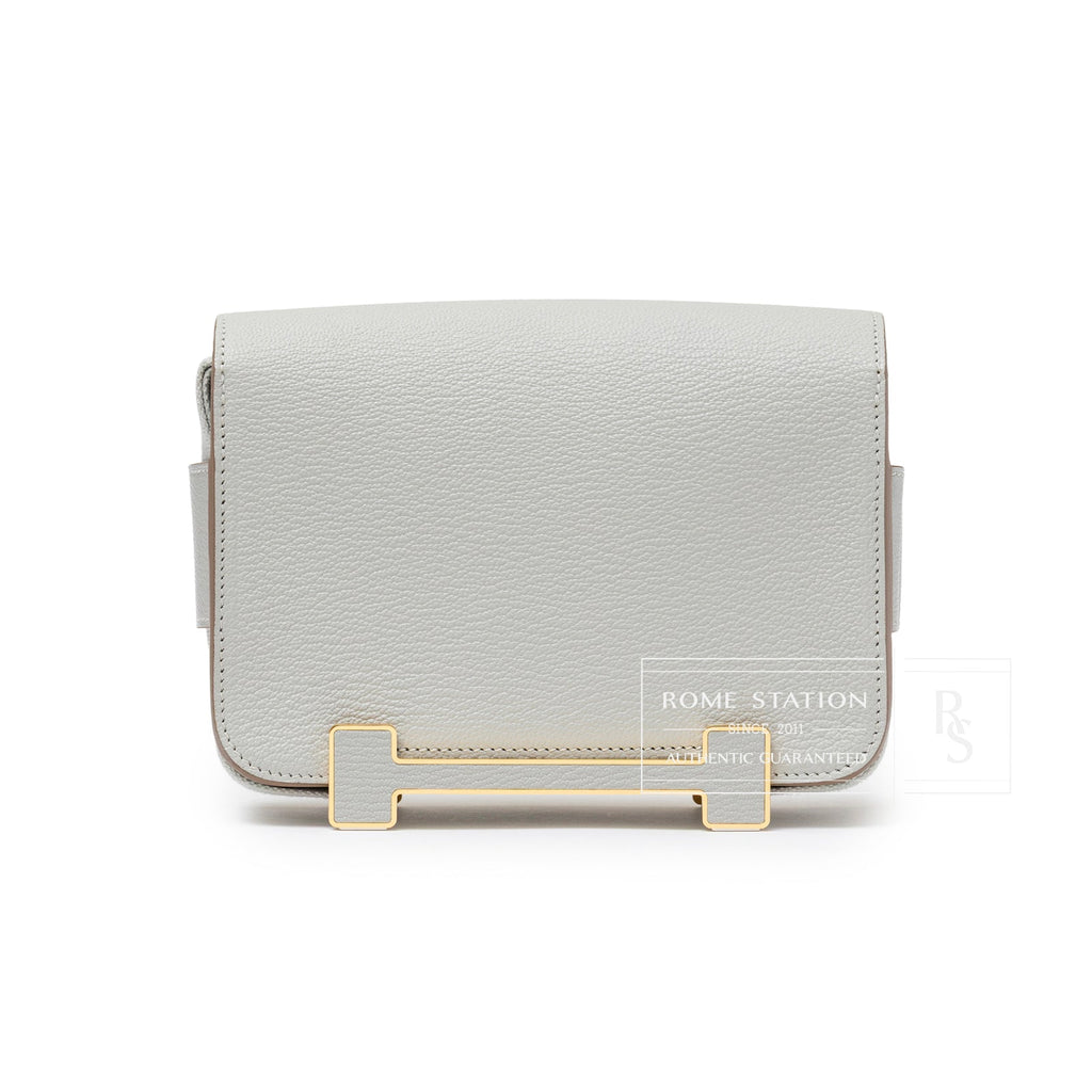 Hermès Geta Gris Perle Chevre Mysore Gold Hardware