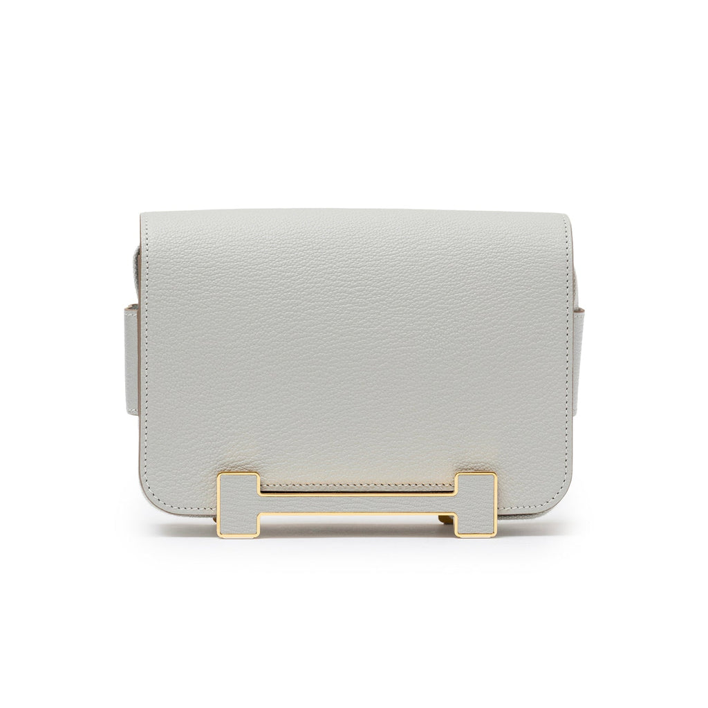 Hermès Geta Gris Perle Chevre Mysore Gold Hardware