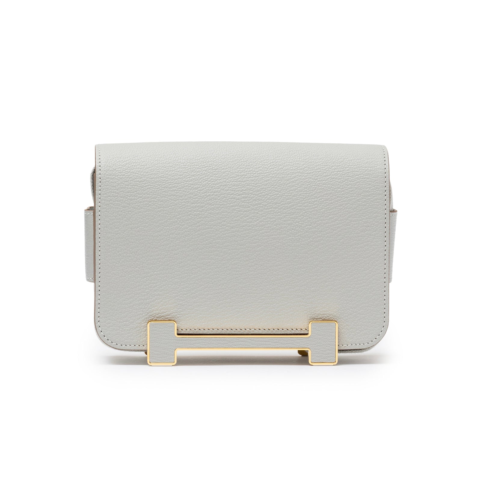 Hermès Geta Gris Perle Chevre Mysore Gold Hardware
