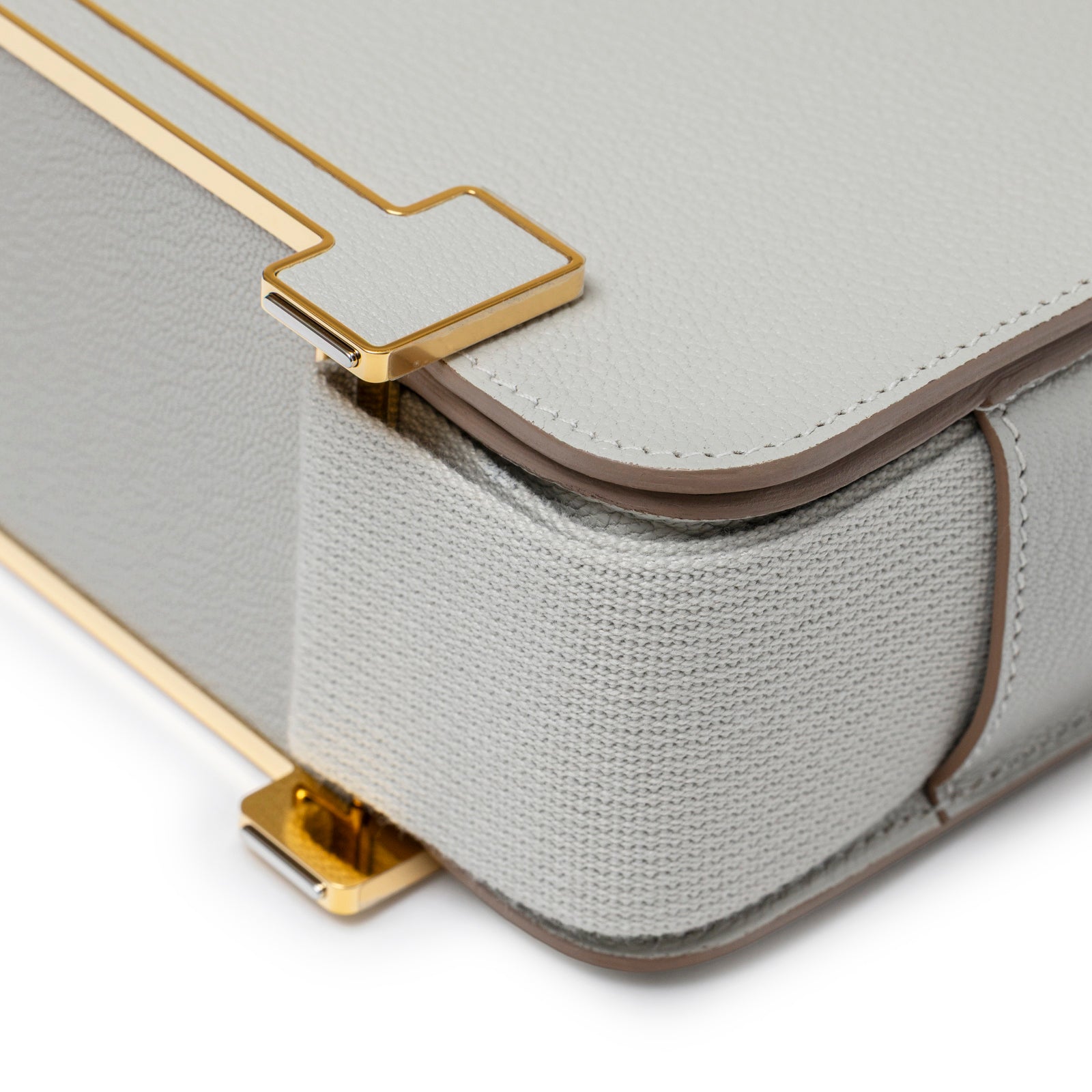 Hermès Geta Gris Perle Chevre Mysore Gold Hardware