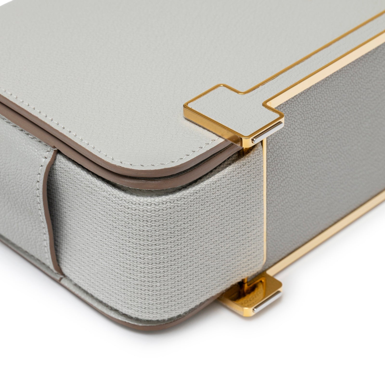 Hermès Geta Gris Perle Chevre Mysore Gold Hardware