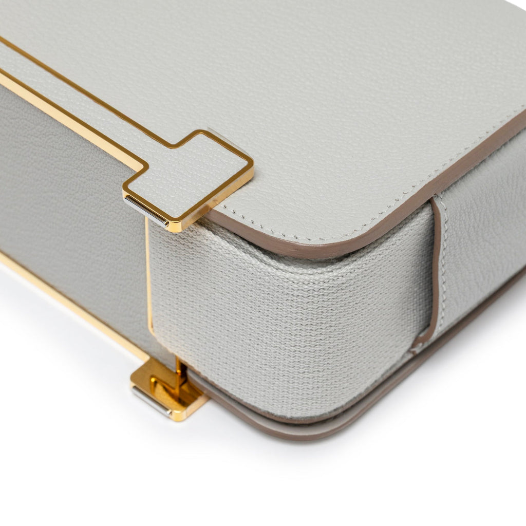 Hermès Geta Gris Perle Chevre Mysore Gold Hardware