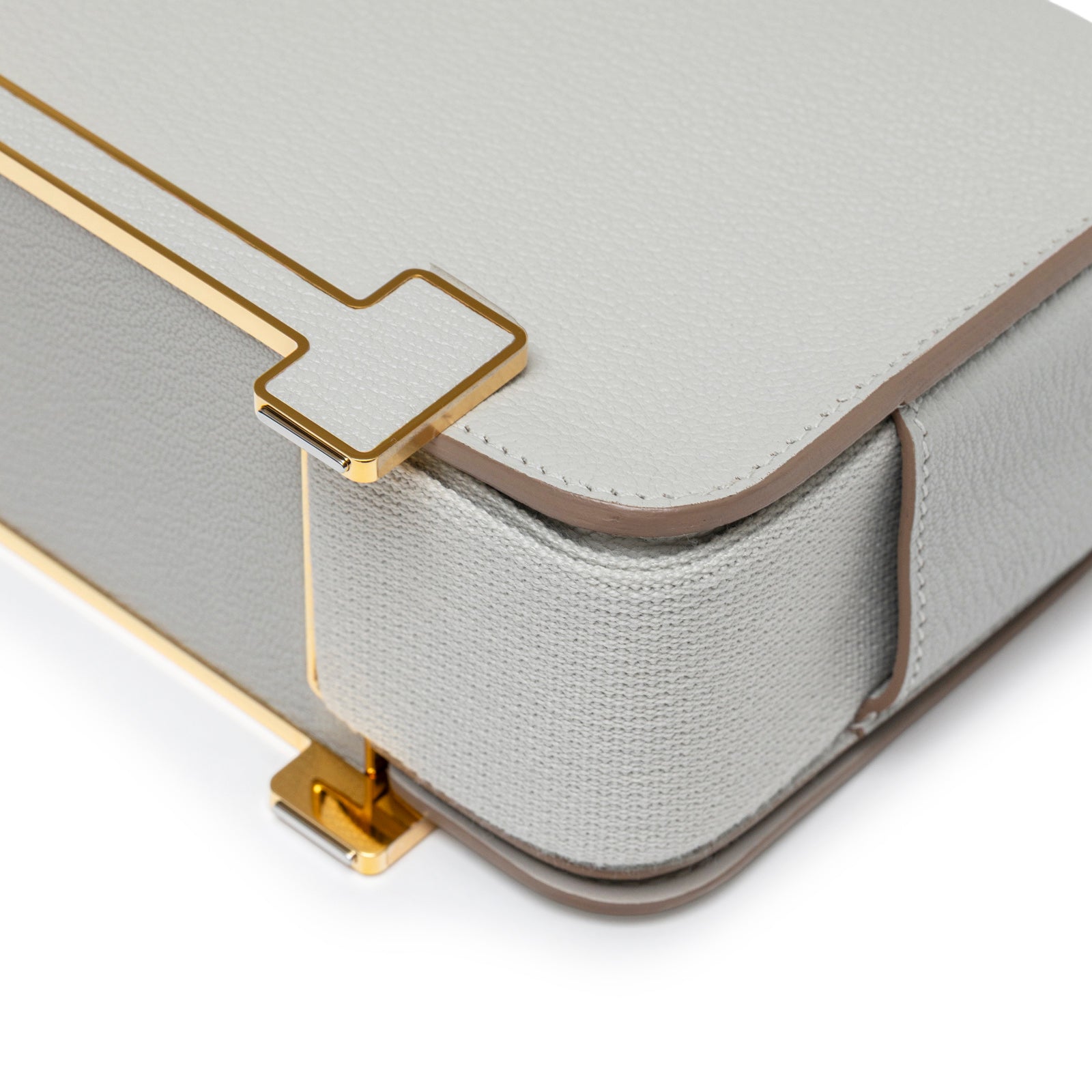 Hermès Geta Gris Perle Chevre Mysore Gold Hardware