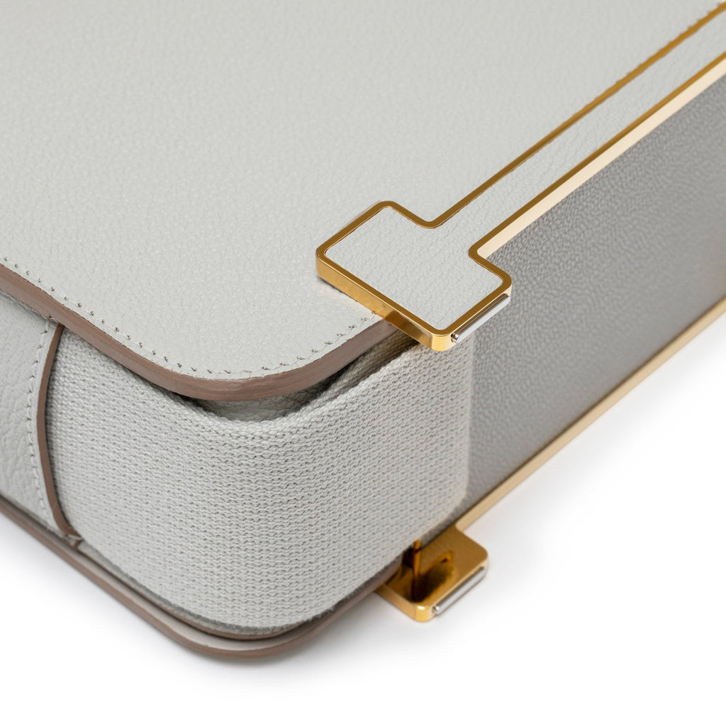 Hermès Geta Gris Perle Chevre Mysore Gold Hardware