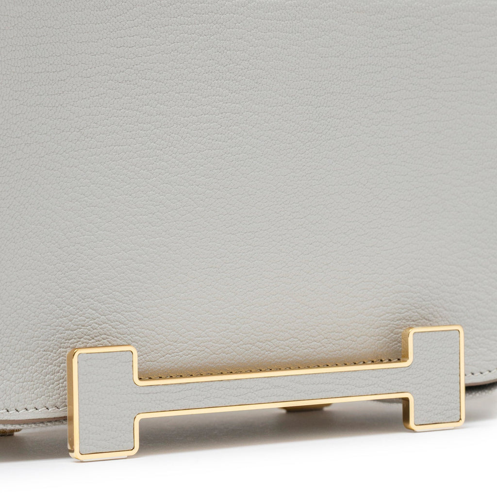 Hermès Geta Gris Perle Chevre Mysore Gold Hardware